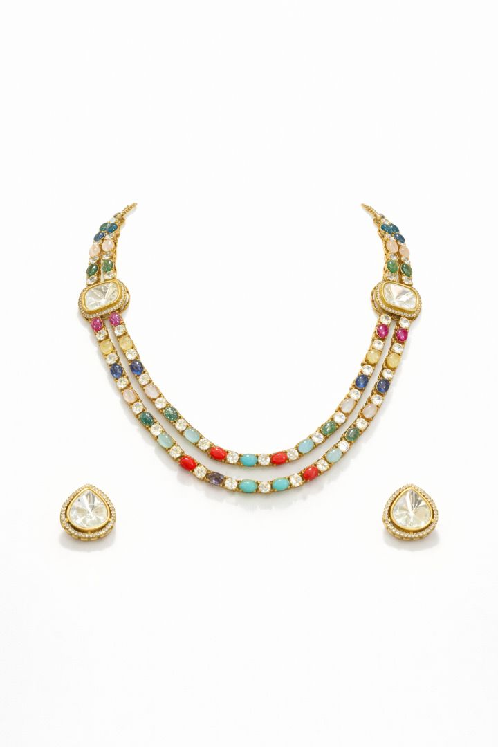 Multi-Colour Victorian Set with Stud Earrings