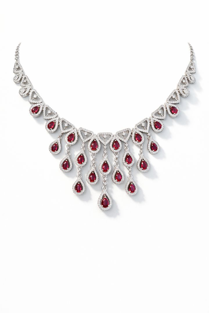 Ruby Drop American Diamond Set