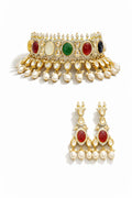 Elegant Pearl Drop Polki Set