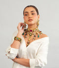 Traditional Royal Motif Gold Choker with Earrings