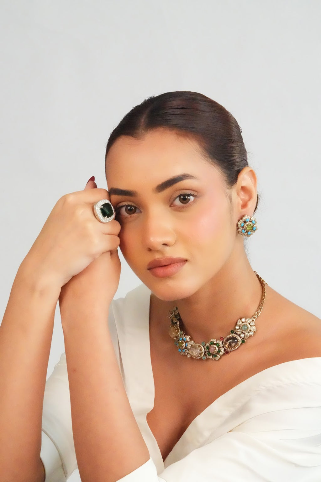 Classic Ornate Multicolor Gemstone Necklace