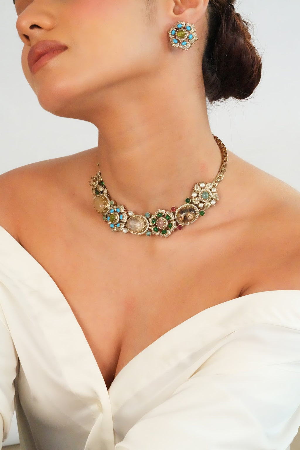 Classic Ornate Multicolor Gemstone Necklace