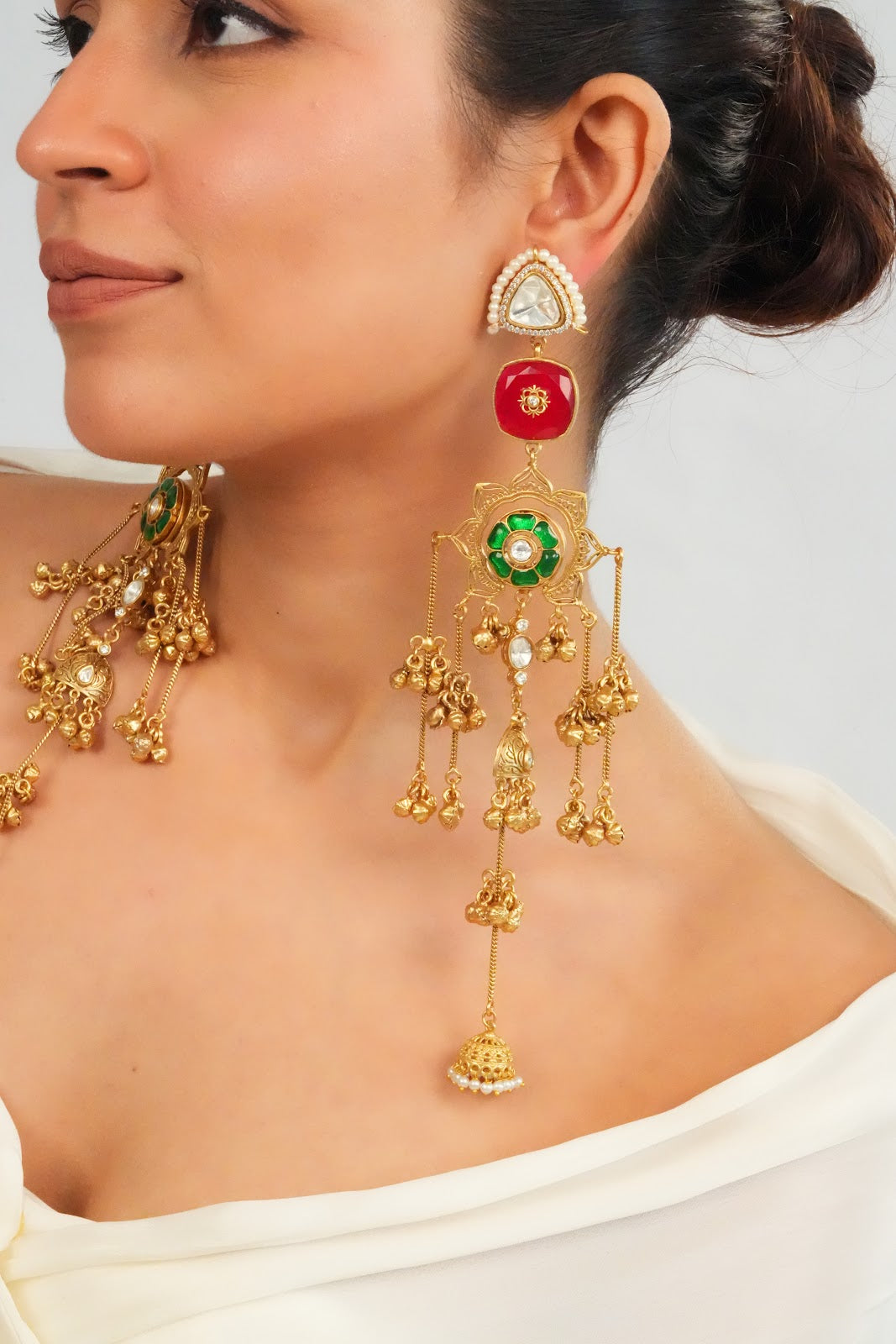 Traditional Multicolor Long Jhumka Earrings