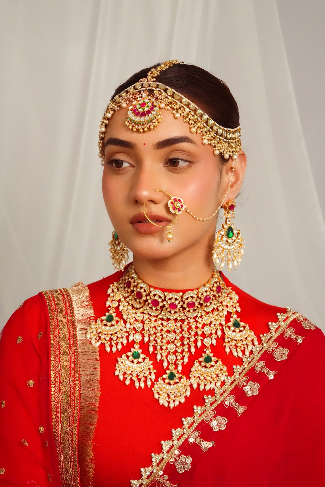 Elegant Green Drop Maang Tikka
