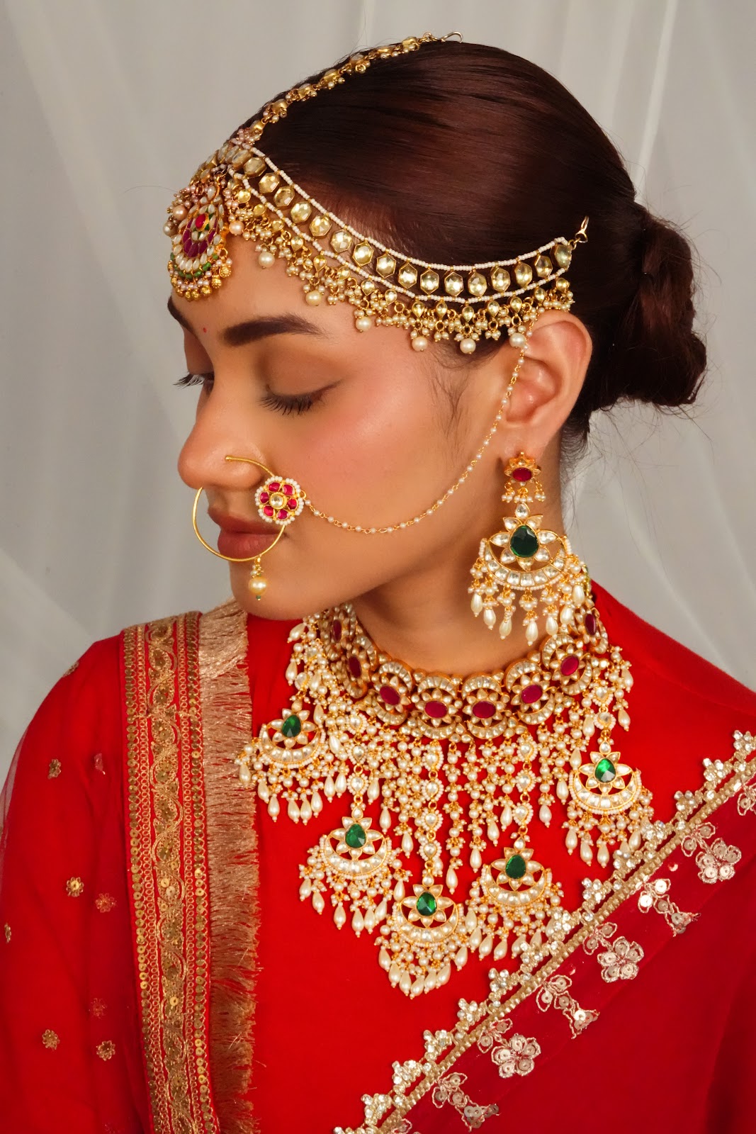 Elegant Green Drop Maang Tikka