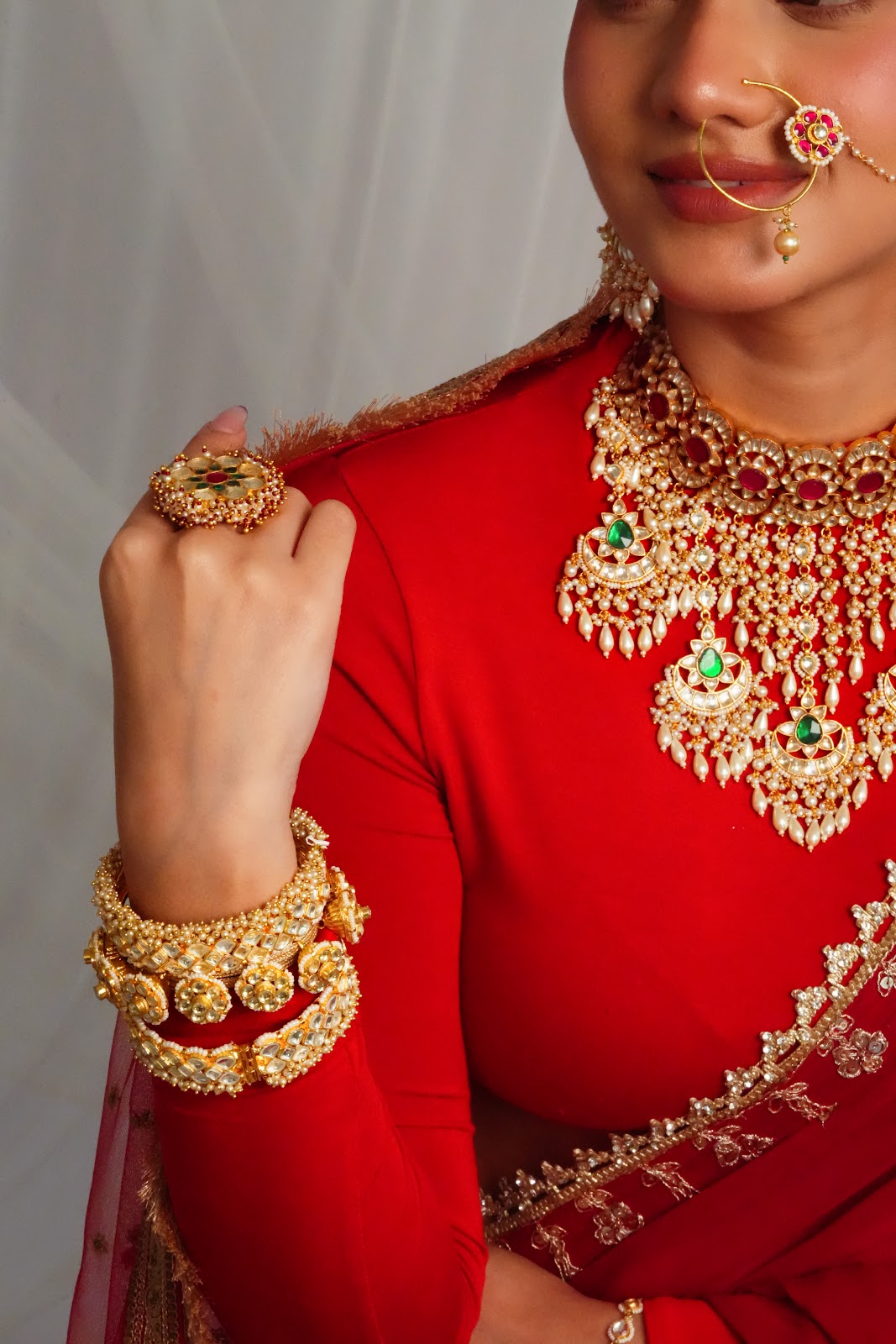 Intricate Handcrafted Multistone Necklace with Matching Danglers