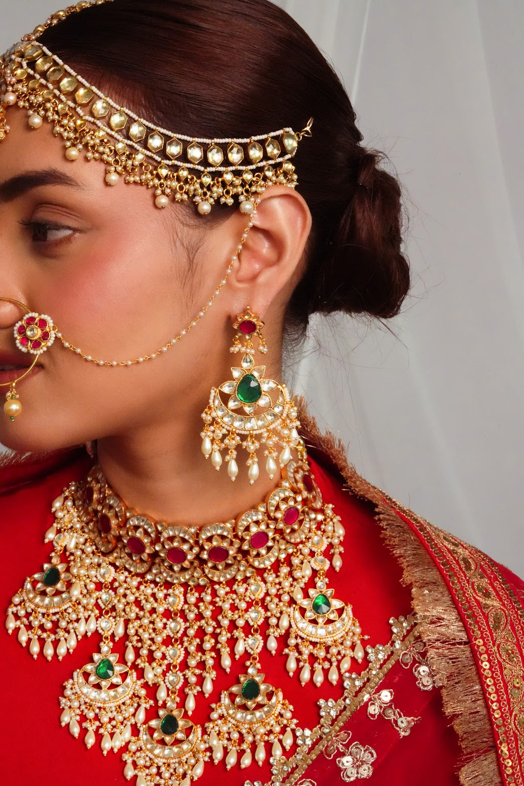 Intricate Handcrafted Multistone Necklace with Matching Danglers