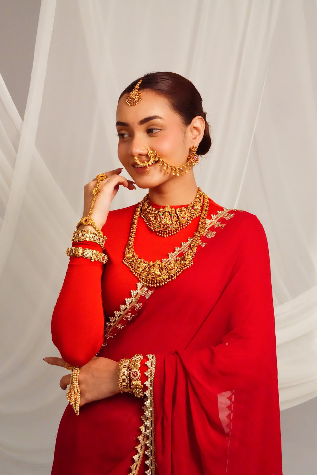 Lakshmi Motif Antique Temple Choker with Earrings
