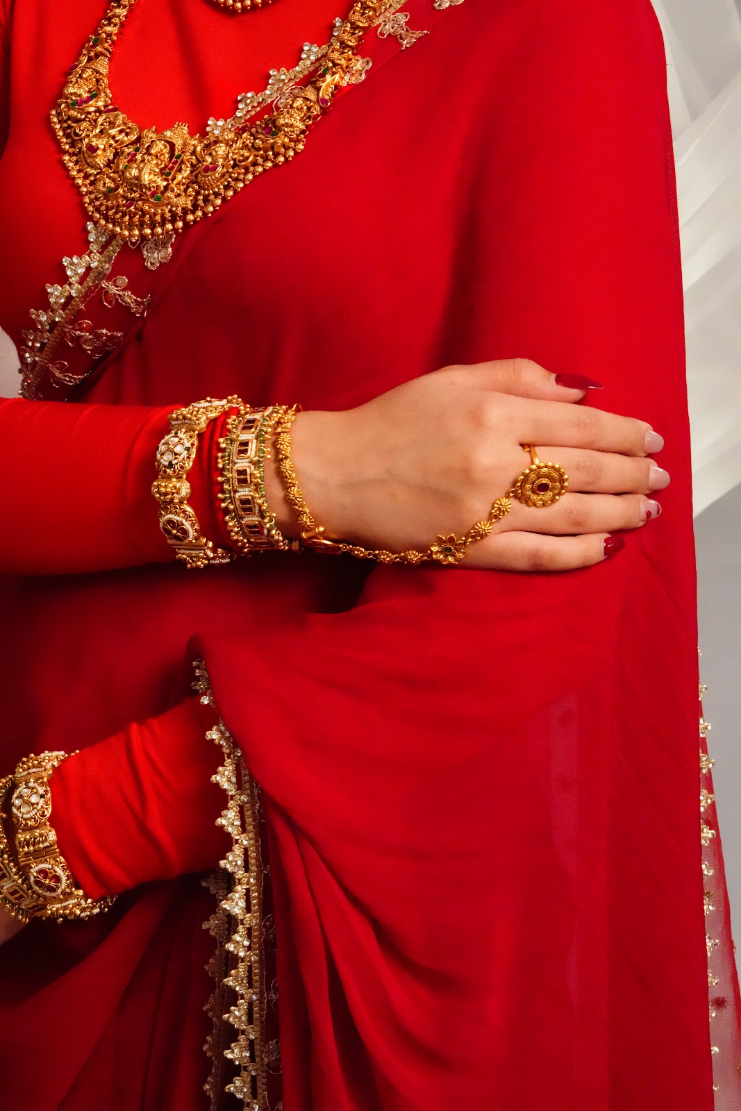 Traditional Gold Finish Hand Chain Jewellery